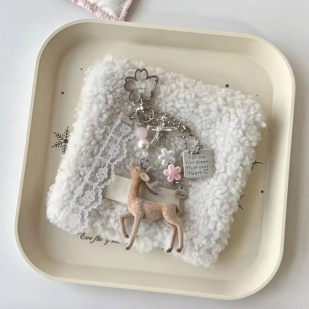 Cute Deer Keychain Y2K Korean DIY Bead Bag Charm | Phone Pendant Keychain Bag Charm Babs
