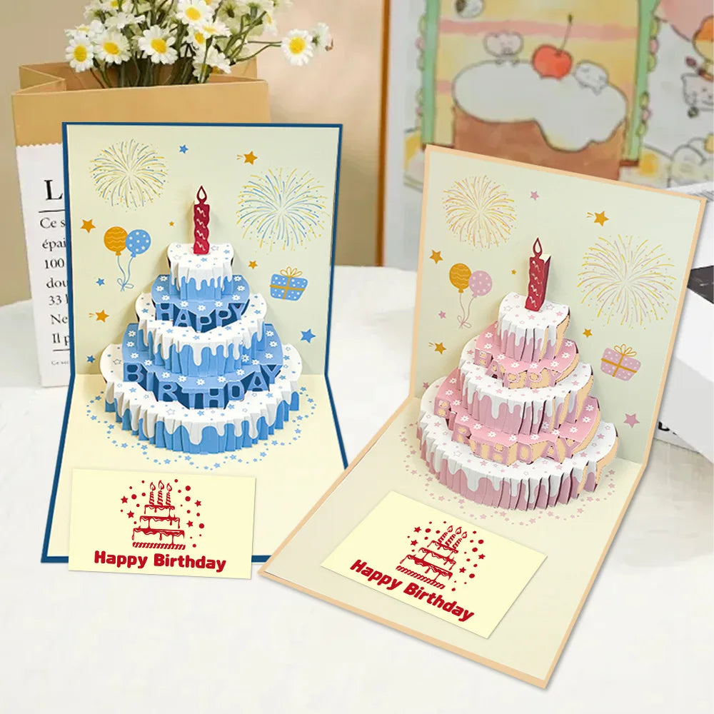 3D Pop-Up Birthday Cake Card with Envelope – Gift for Women Pop-Up Greeting Card Babs