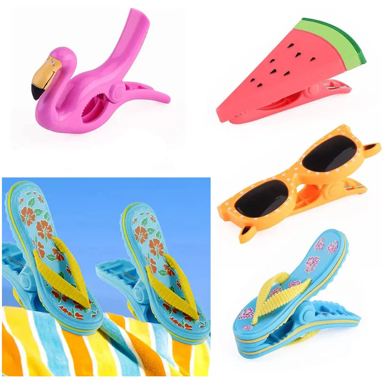 Large Beach Towel Clips for Chairs – Durable Plastic Pegs Beach Towel Clips Babs