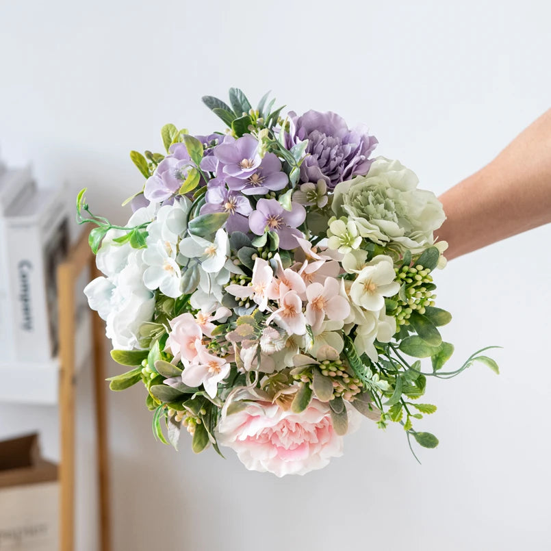 Silk Peony Hydrangea Artificial Bouquet – Wedding & Home Décor Artificial Flower Bouquet Babs