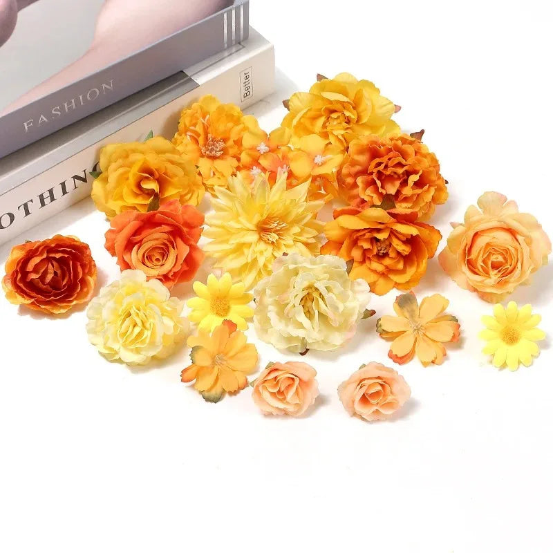 Orange Silk Rose Artificial Flowers – Wedding & Home Décor Artificial Silk Flowers Babs