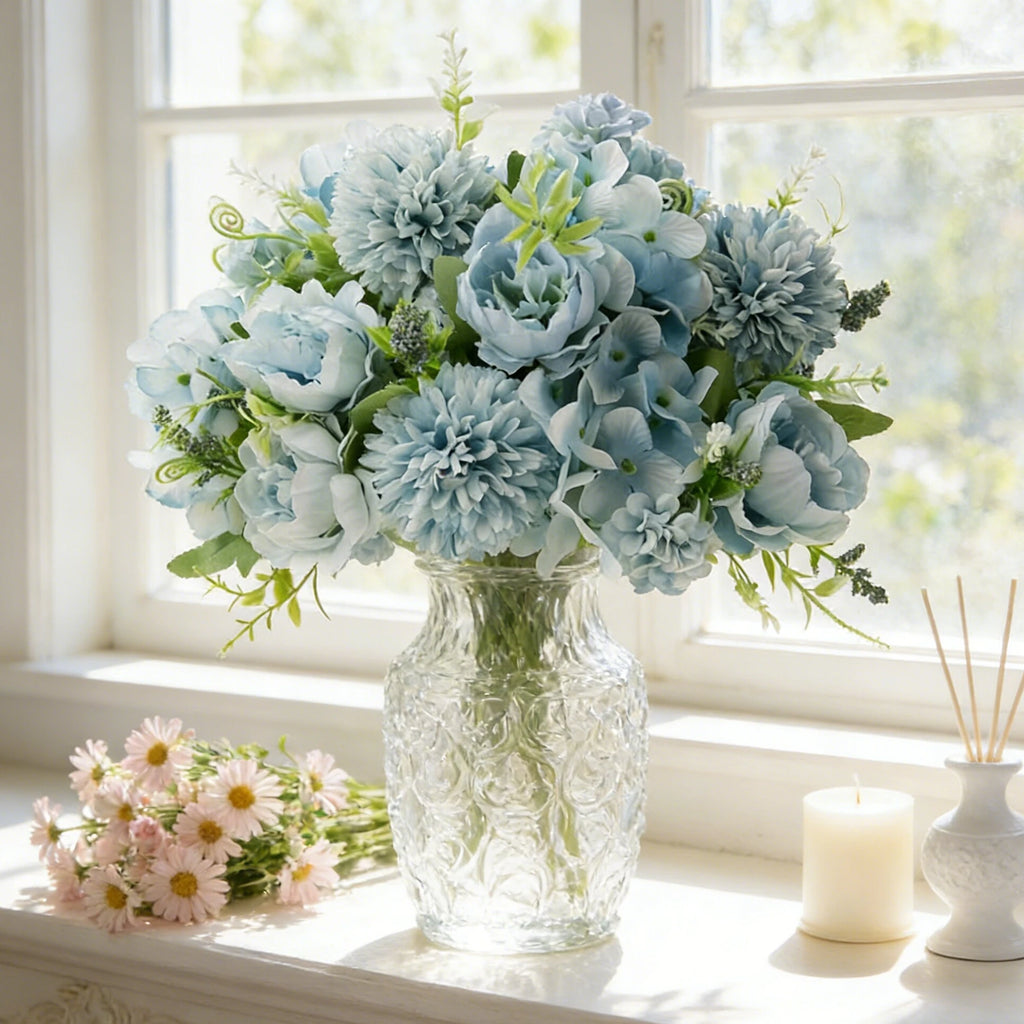 Artificial Silk Peony Hydrangea Bouquet – Wedding & Home Decor Artificial Flower Bouquet Babs