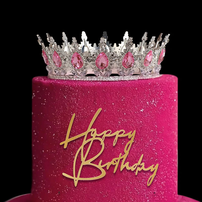 Metal Crown Cake Topper Gold Silver Crystal – Wedding & Birthday Crown Cake Topper Babs