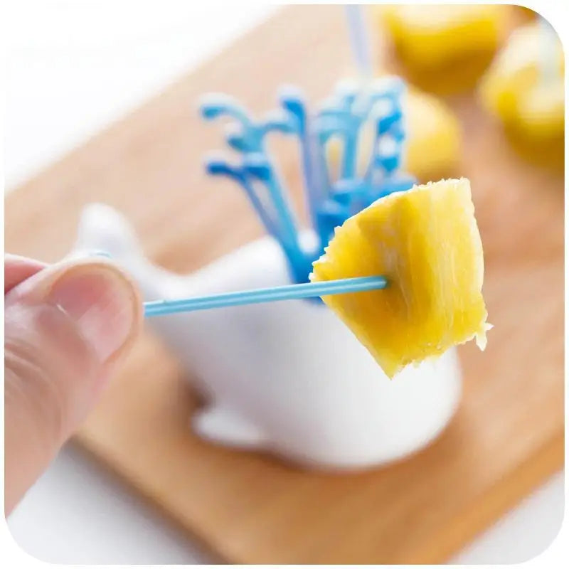 16-Piece Novelty Fruit Forks with Whale Holder Stand | Party Novelty Fruit Forks Babs