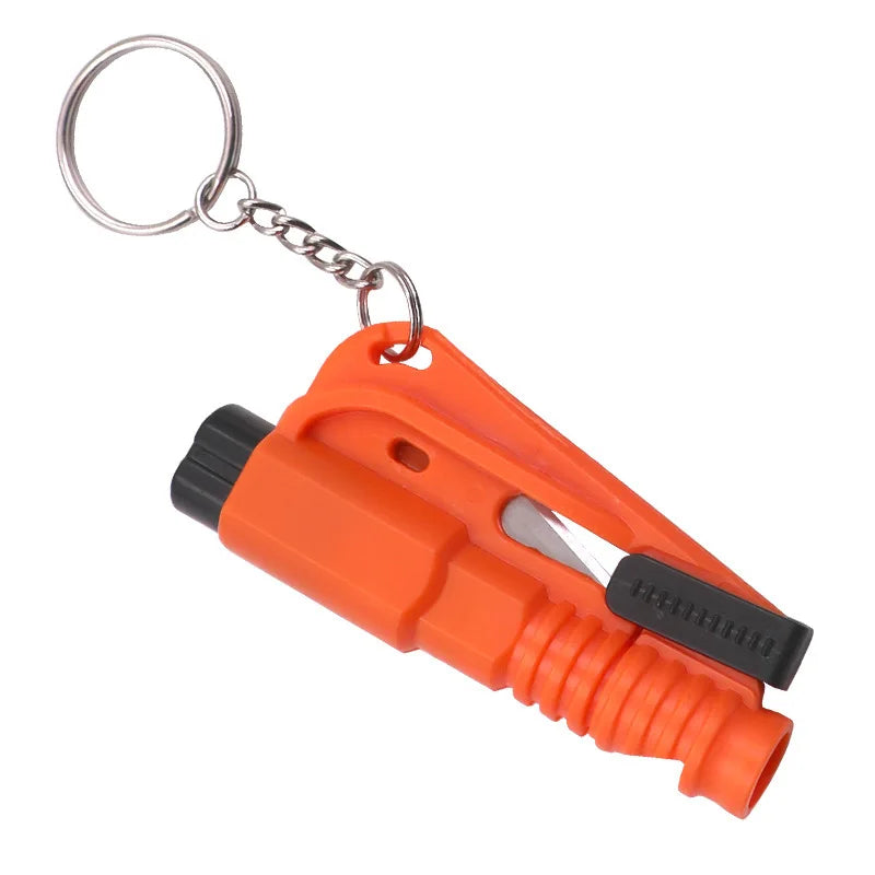 Mini Car Safety Hammer Keychain – Emergency Glass Breaker Emergency Safety Keychain Babs Orange -With whistle