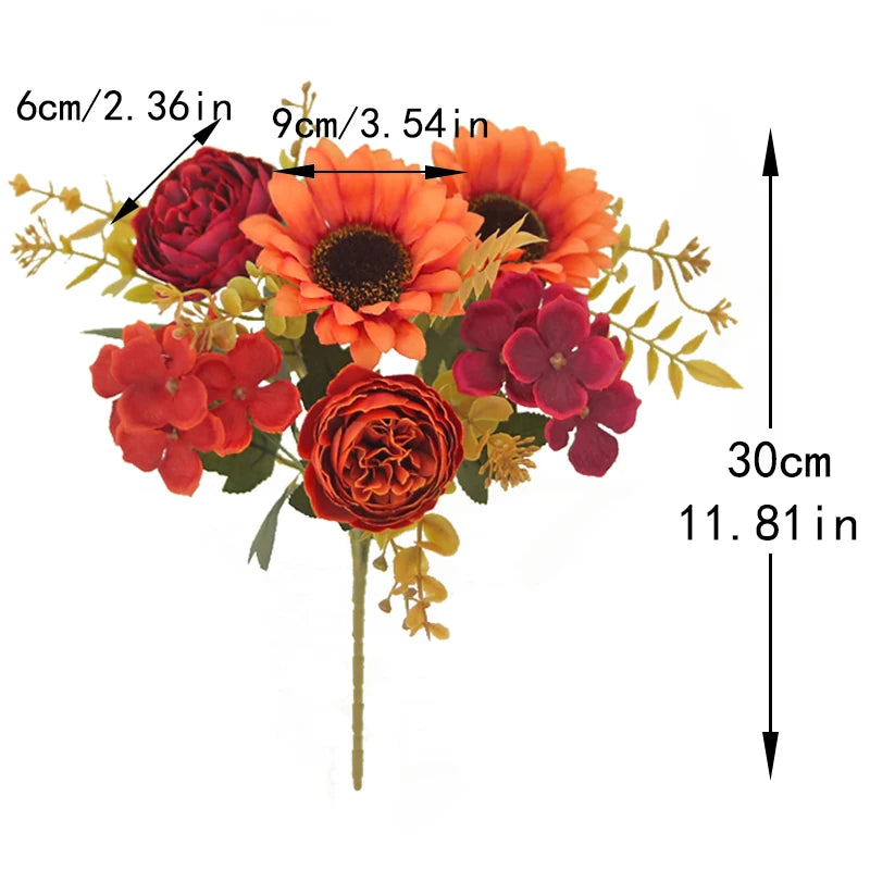 Artificial Silk Flower Bouquet – Sunflower, Peony & Hydrangea Artificial Flower Bouquet Babs