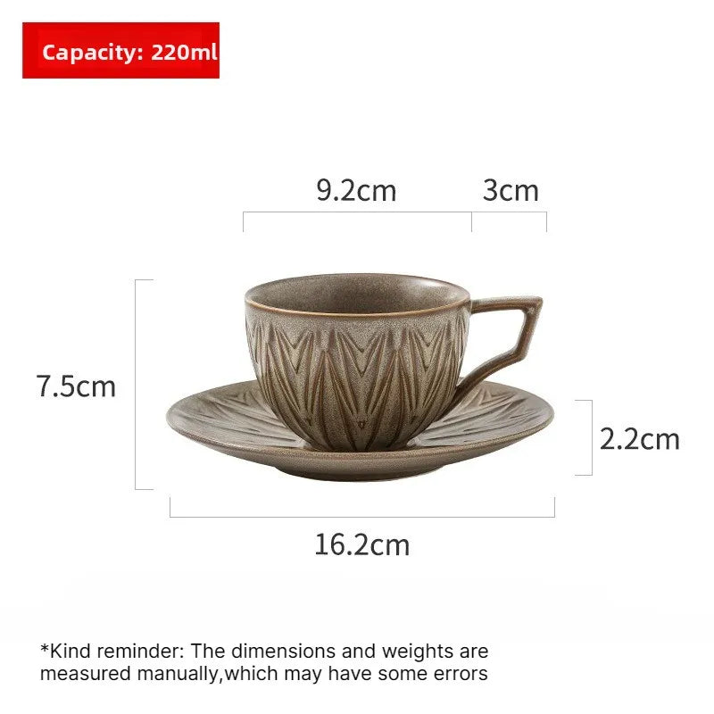 Triangular Ceramic Coffee Cup & Saucer Set – Vintage Style Coffee Cup & Saucer Babs