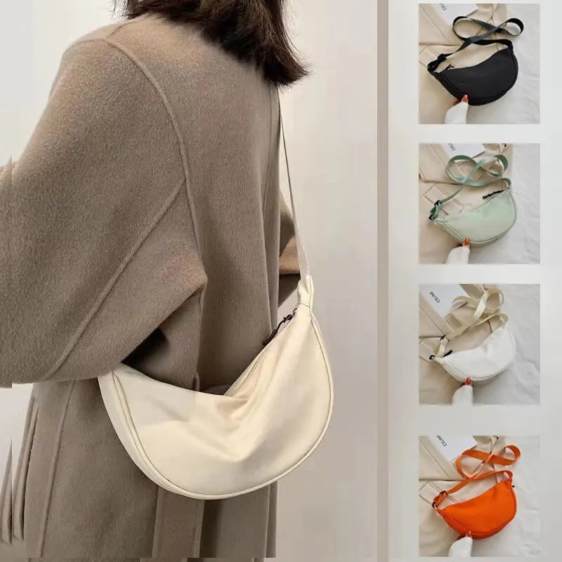 Women's Canvas Shoulder Bag – Lightweight Solid Color Bucket Bag Canvas Shoulder Bag Babs
