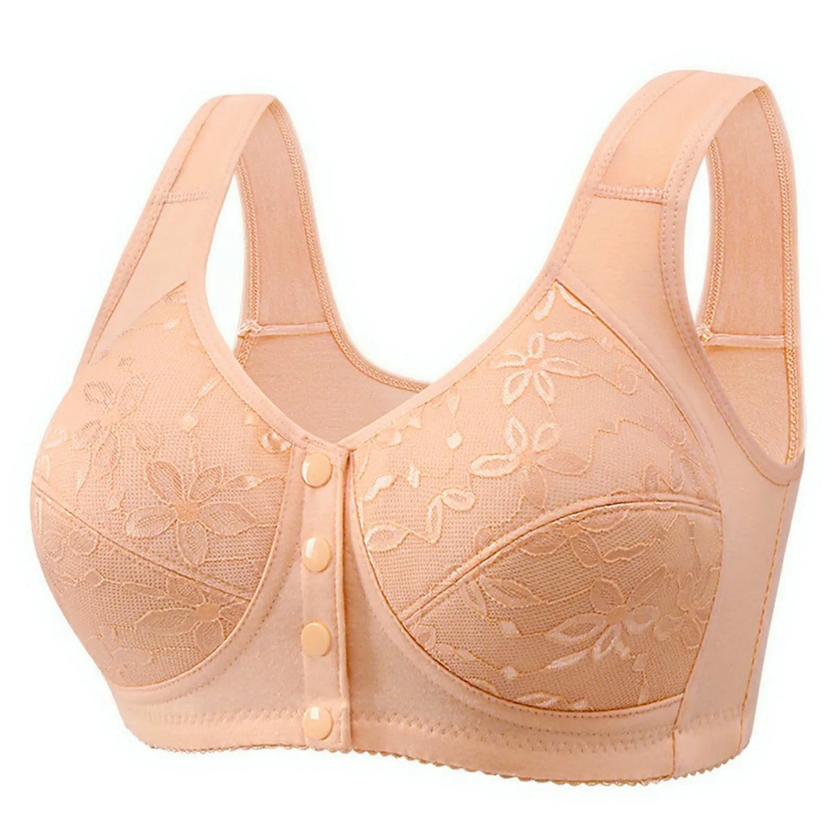 Women's Wirefree Vest Bra – Soft Cotton Front Button Closure Wirefree Vest Bra Babs Beige 32