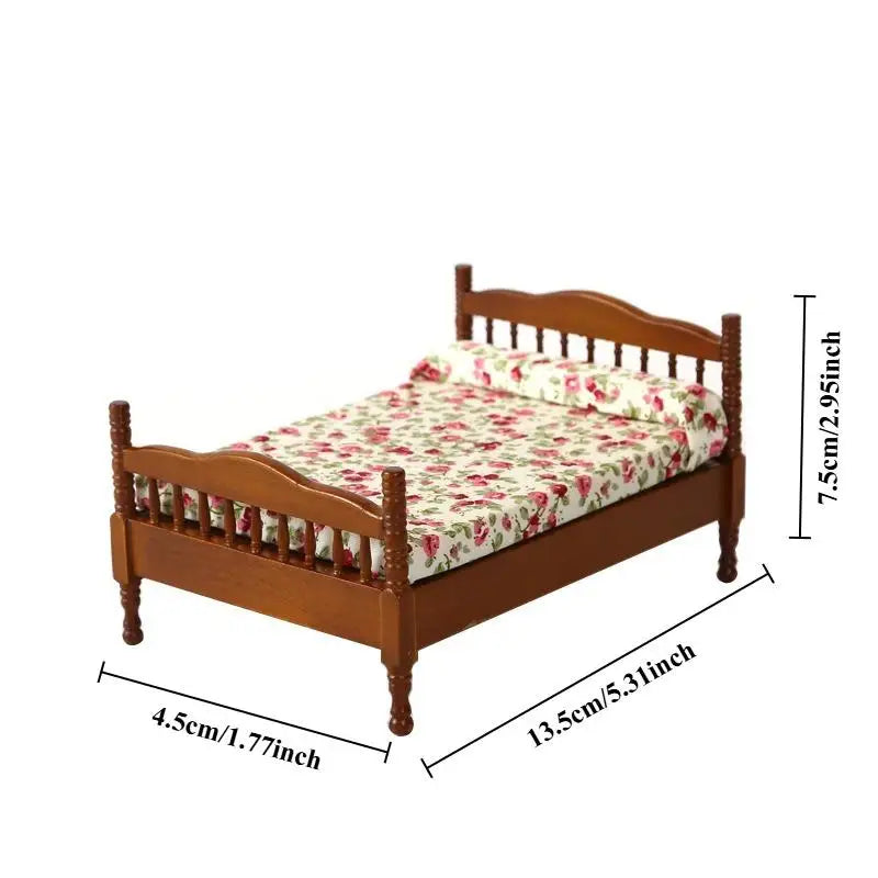 1:12 Dollhouse Miniature Wooden Bed Furniture Model Dollhouse Miniature Furniture Babs