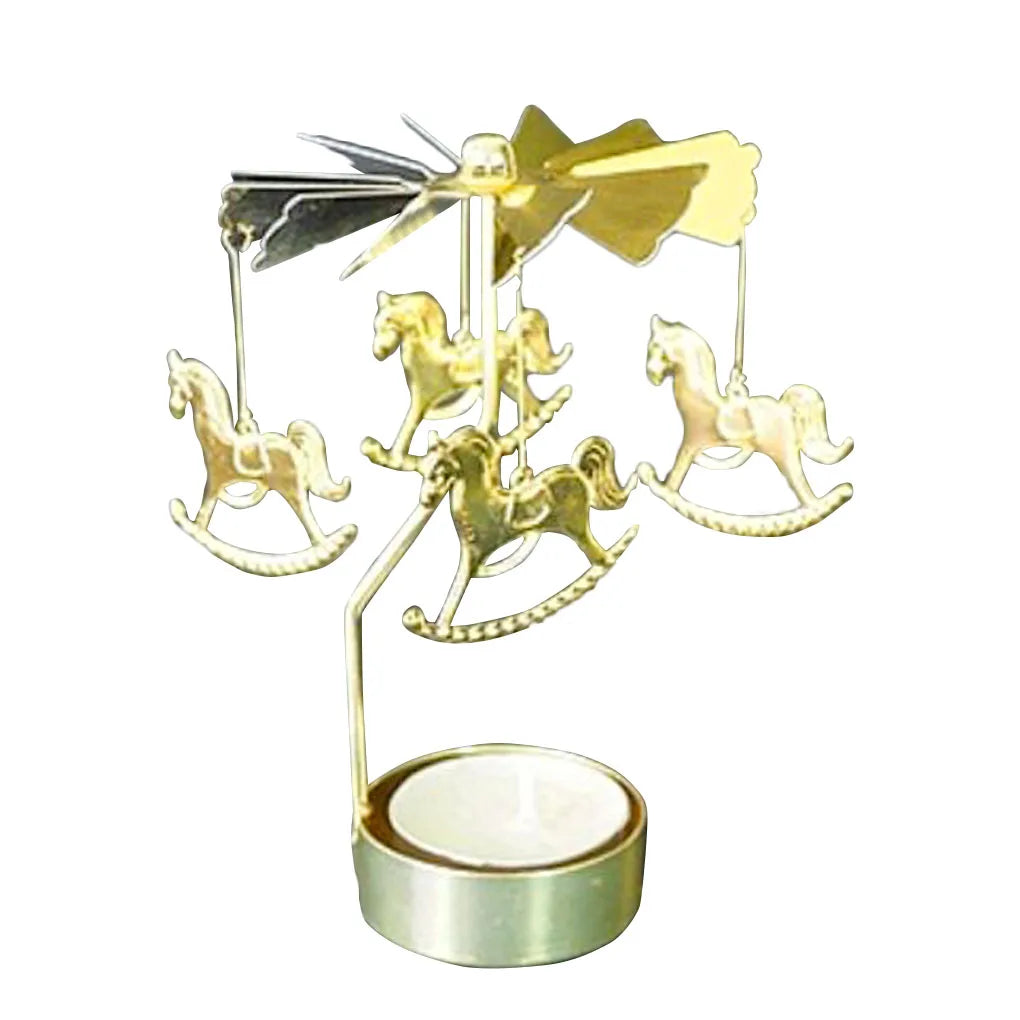 Rotating Carousel Tea Light Candle Holder – Gold & Silver Candle Holder Babs A06