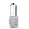 4-Digit Combination Padlock – Waterproof Long Shackle Lock Combination Padlock Babs Silver