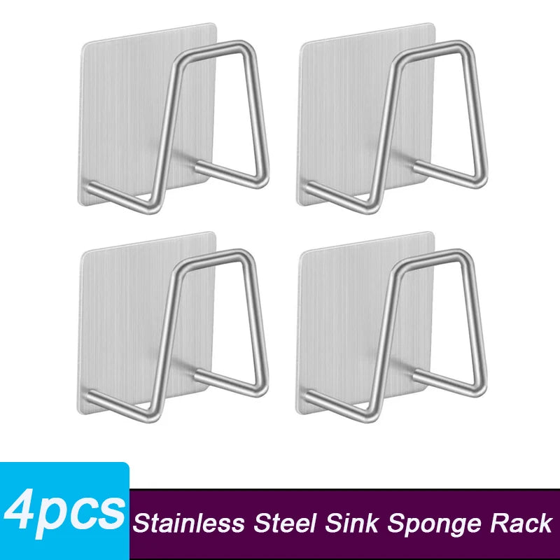 Stainless Steel Sink Sponge Rack & Kitchen Organizer Holder Sink Organizer Rack Babs Sliver-4pcs 4.5x4.5cm 1-tier