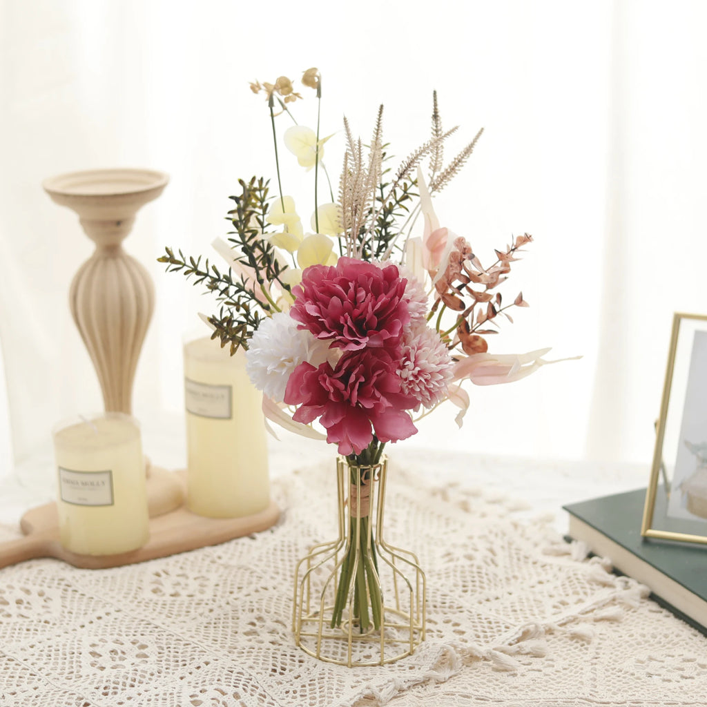 Autumn Silk Bouquet – Rose, Peony, Maple & Dandelion Faux Flowers Artificial Flower Bouquet Babs