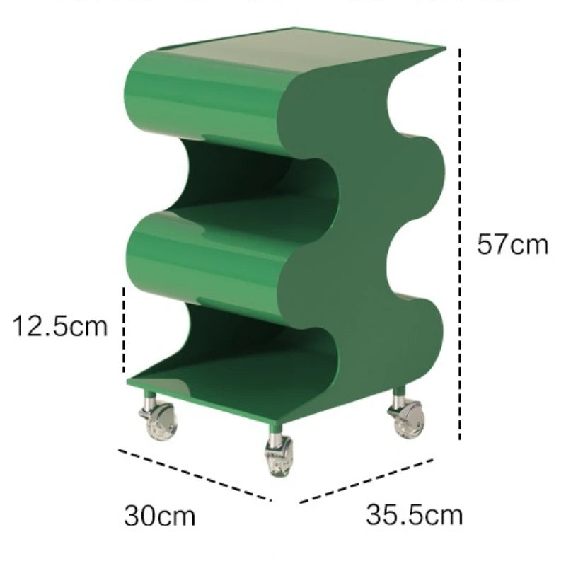 Movable Coffee Table with Storage & Rollers – Modern Side Table Rolling Side Table Babs Green