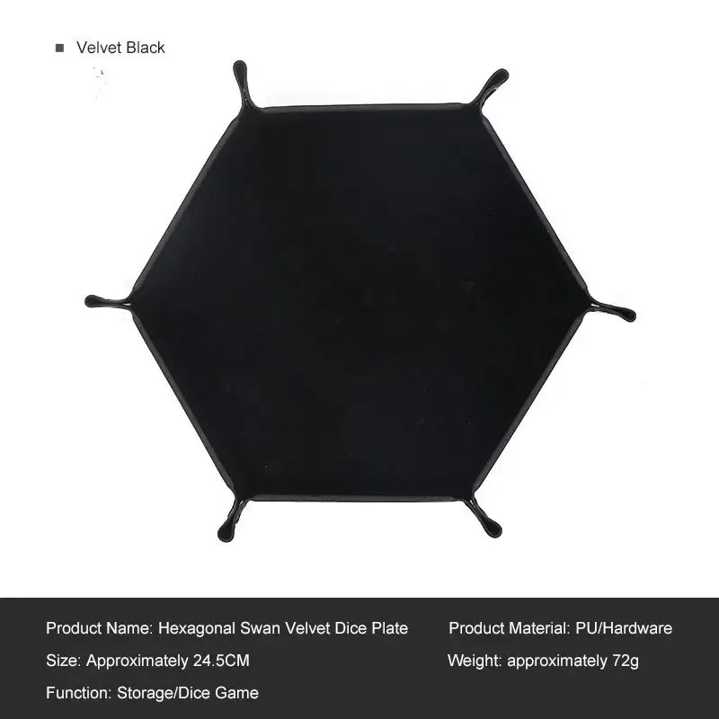 Hexagonal PU Leather Dice Tray – Foldable Game Organizer Dice Rolling Tray Babs 1pc black