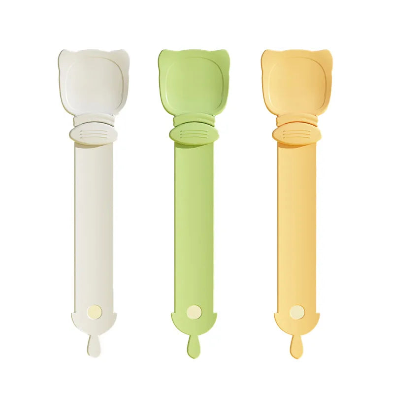 Cat Strip Feeder Spoon – Long Handle Wet Food Dispenser for Cats Cat Feeder Spoon Babs 3pcs-YellowGreenWhit