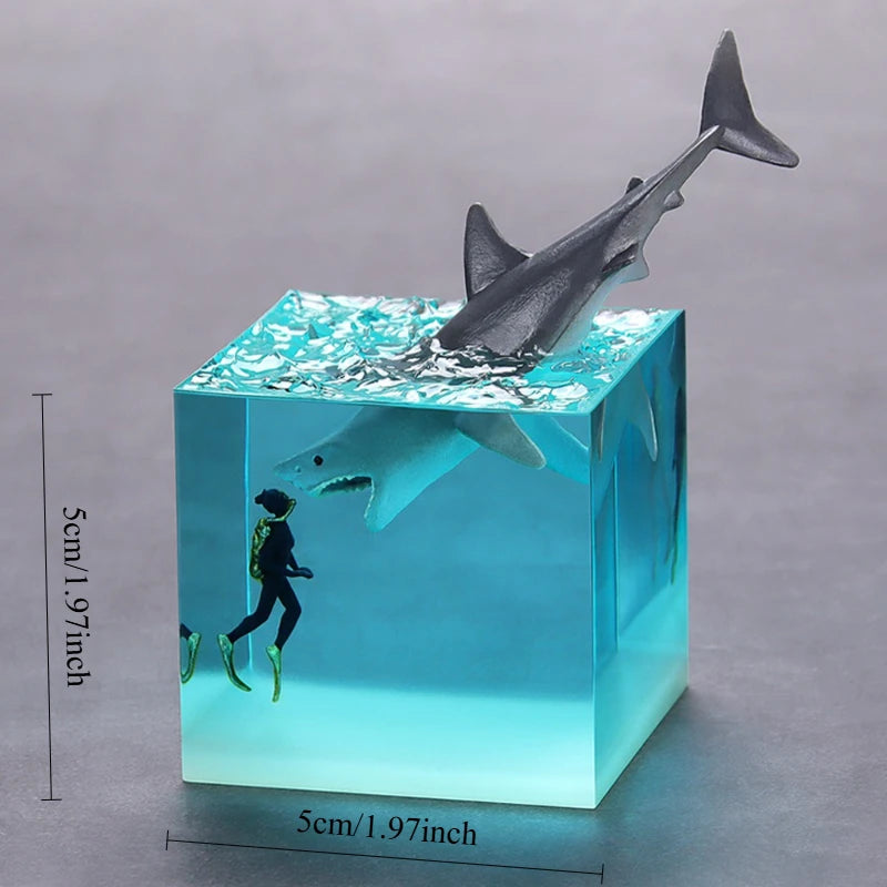 Ocean Whale Resin Ornament | Micro Landscape Desktop Décor Resin Decor Ornament Babs Megalodon