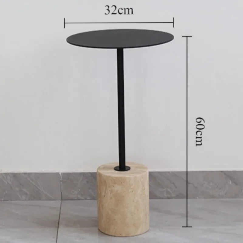 Round Marble Side Table – Luxury Vintage Coffee Table & Iron Frame Marble Side Table Babs 32X32X60CM