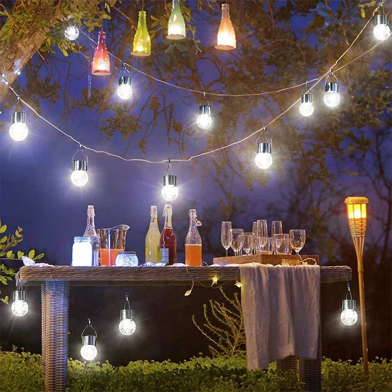 Solar Hanging Garden Lights – LED Cracked Glass Ball Lanterns Solar Garden Lantern Babs