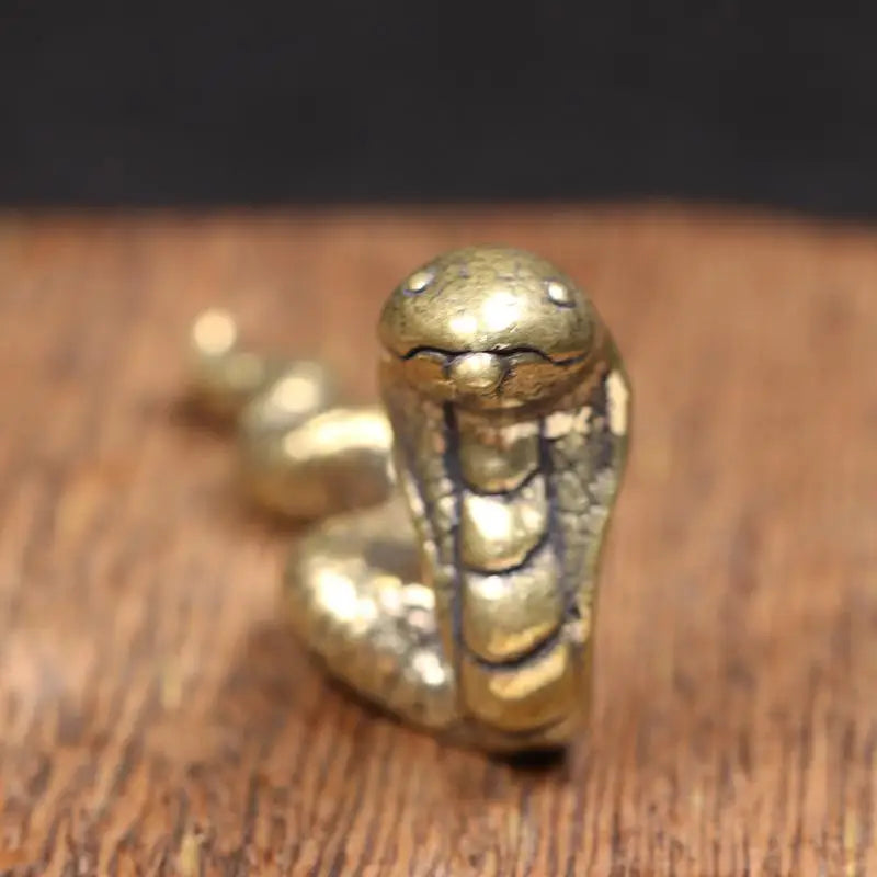 Brass Zodiac Snake Figurine – Vintage Desktop Ornament & Tea Pet Brass Figurine Babs