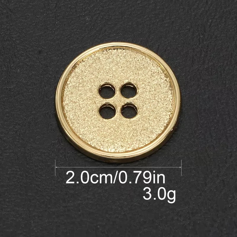 10-Pack 20mm Metal Round 4-Hole Buttons – Coats & Sweaters Sewing Buttons Babs Gold 20mm 20mm