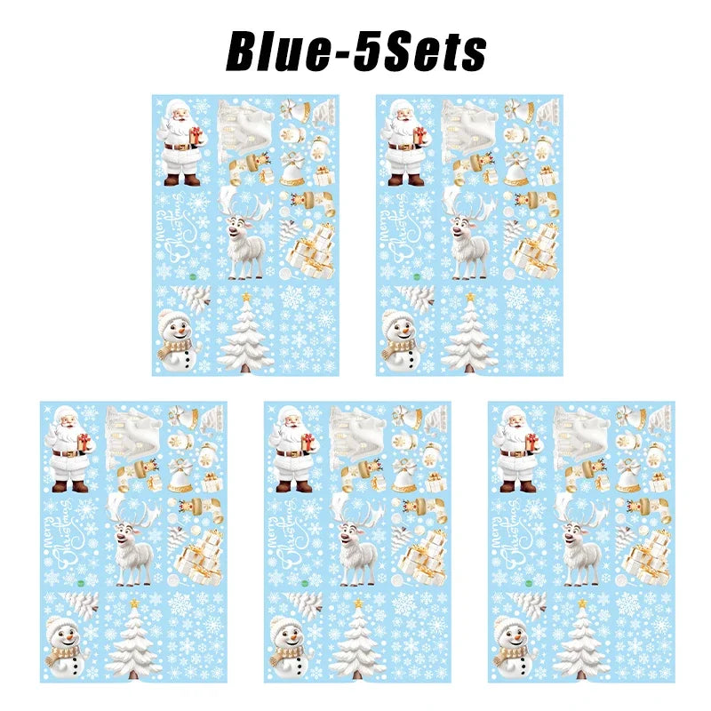 Christmas Window Clings – Santa, Snowman & Xmas Tree Decals Window Clings Decals Babs Blue 5PCS 30x20x0.2cm