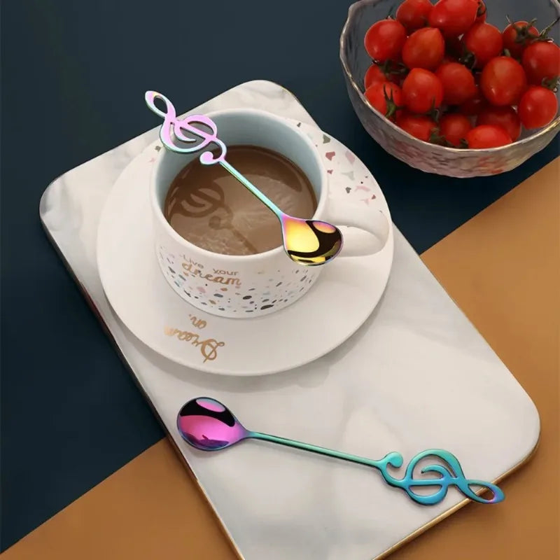 3pc Musical Note Stainless Steel Spoons | Gold Coffee Stirrers Decorative Spoon Set Babs