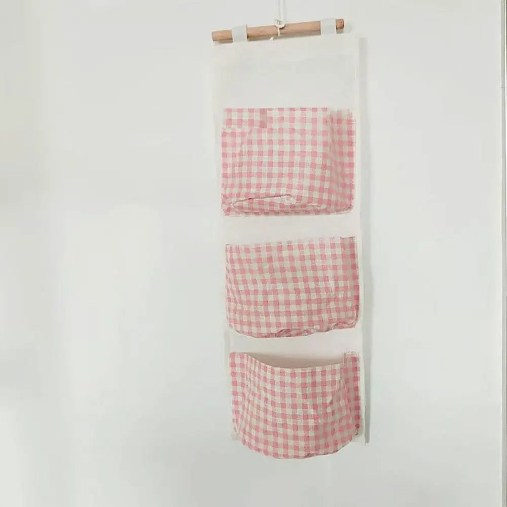 Plaid Hanging Storage Bag – Large Closet Organizer | Pink Hanging Storage Bag Babs Pink