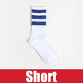 Three Stripes Cotton Crew Socks – Retro Hip Hop Skate Style Cotton Crew Socks Babs short One Size
