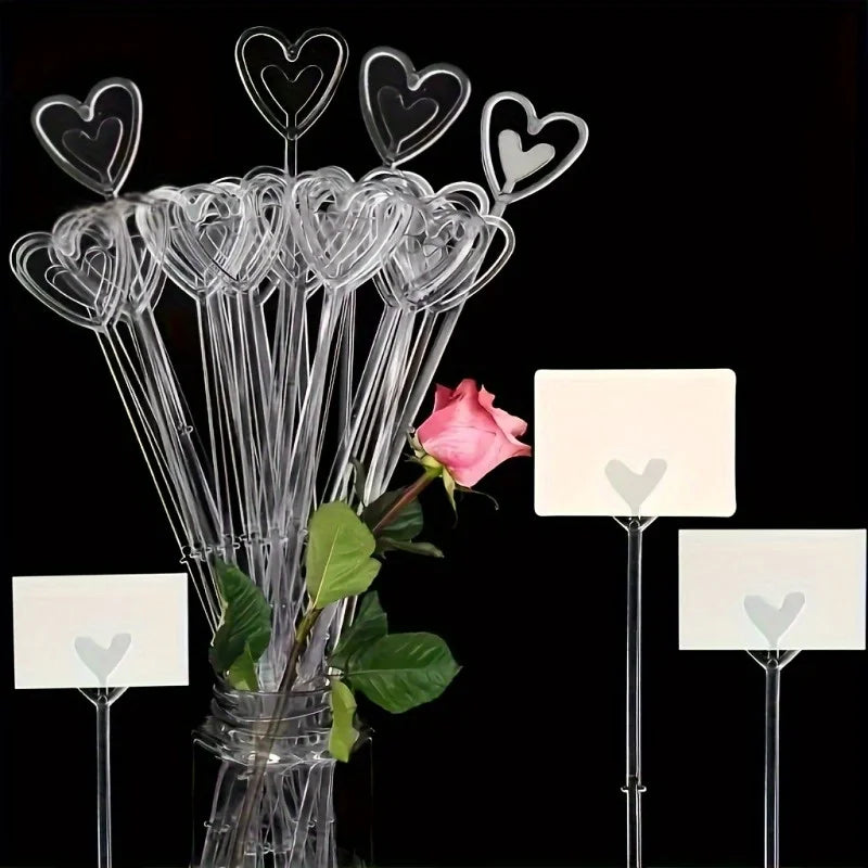 80pcs Heart-Shaped Plastic Flower Card Holders – Bouquets Floral Card Holders Babs