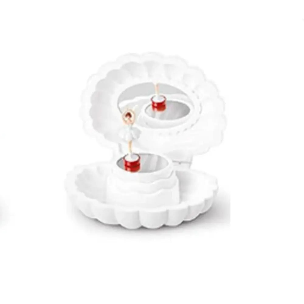 Shell Rotating Music Box – Dancing Girl Jewelry Box with Mirror Decorative Music Box Babs White