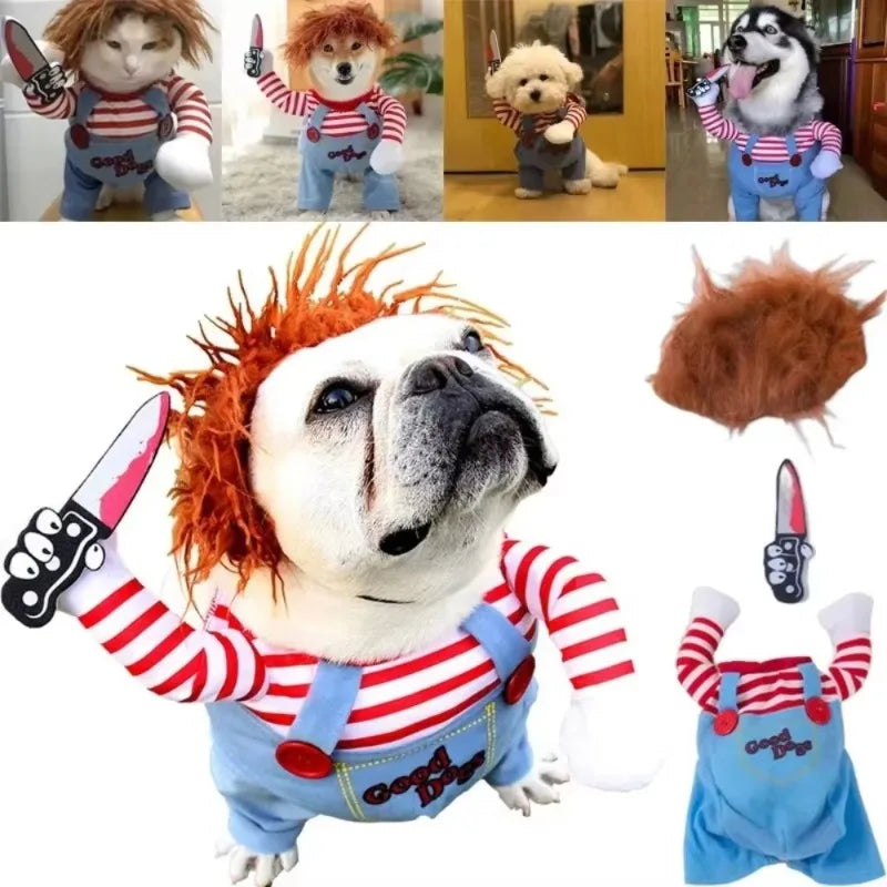 Halloween Deadly Doll Dog Costume Set – Funny Pet Outfit Pet Costume Set Babs