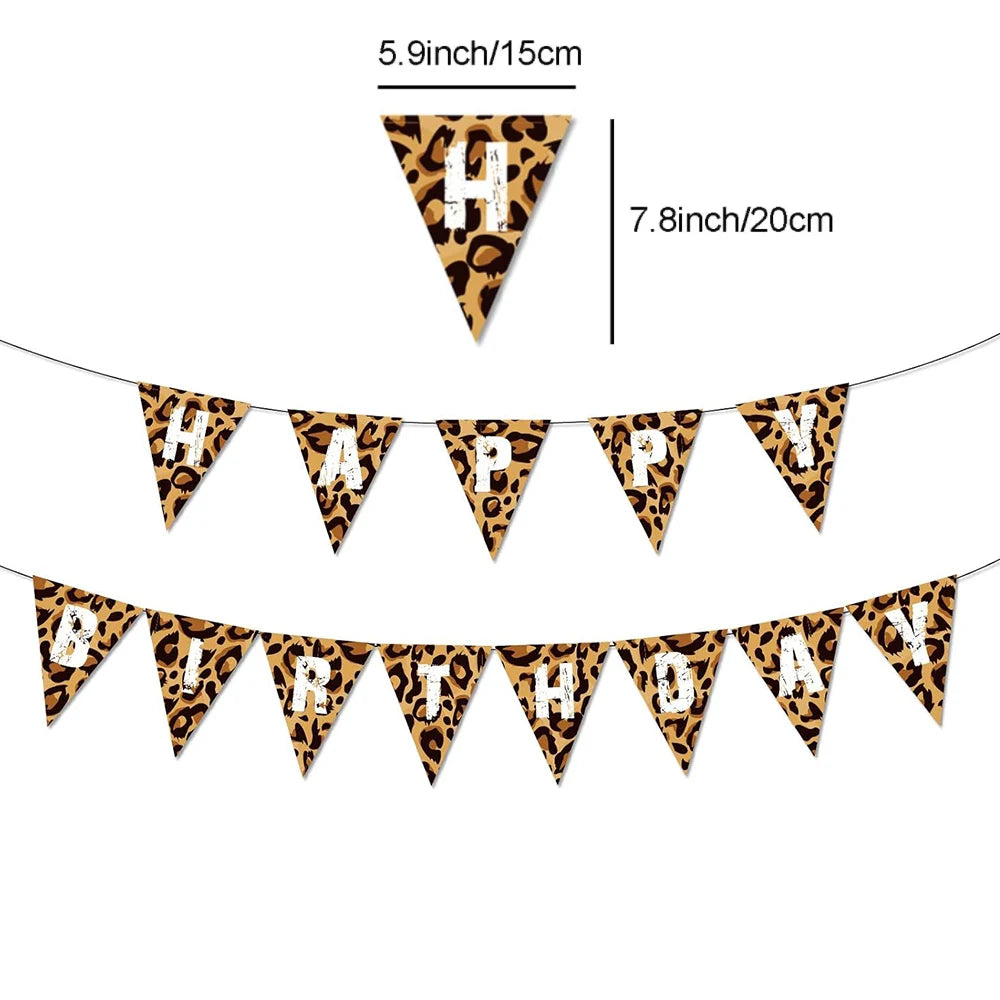 Leopard Print Party Supplies – Banner, Plates, Cups & Napkins Party Tableware Set Babs light green