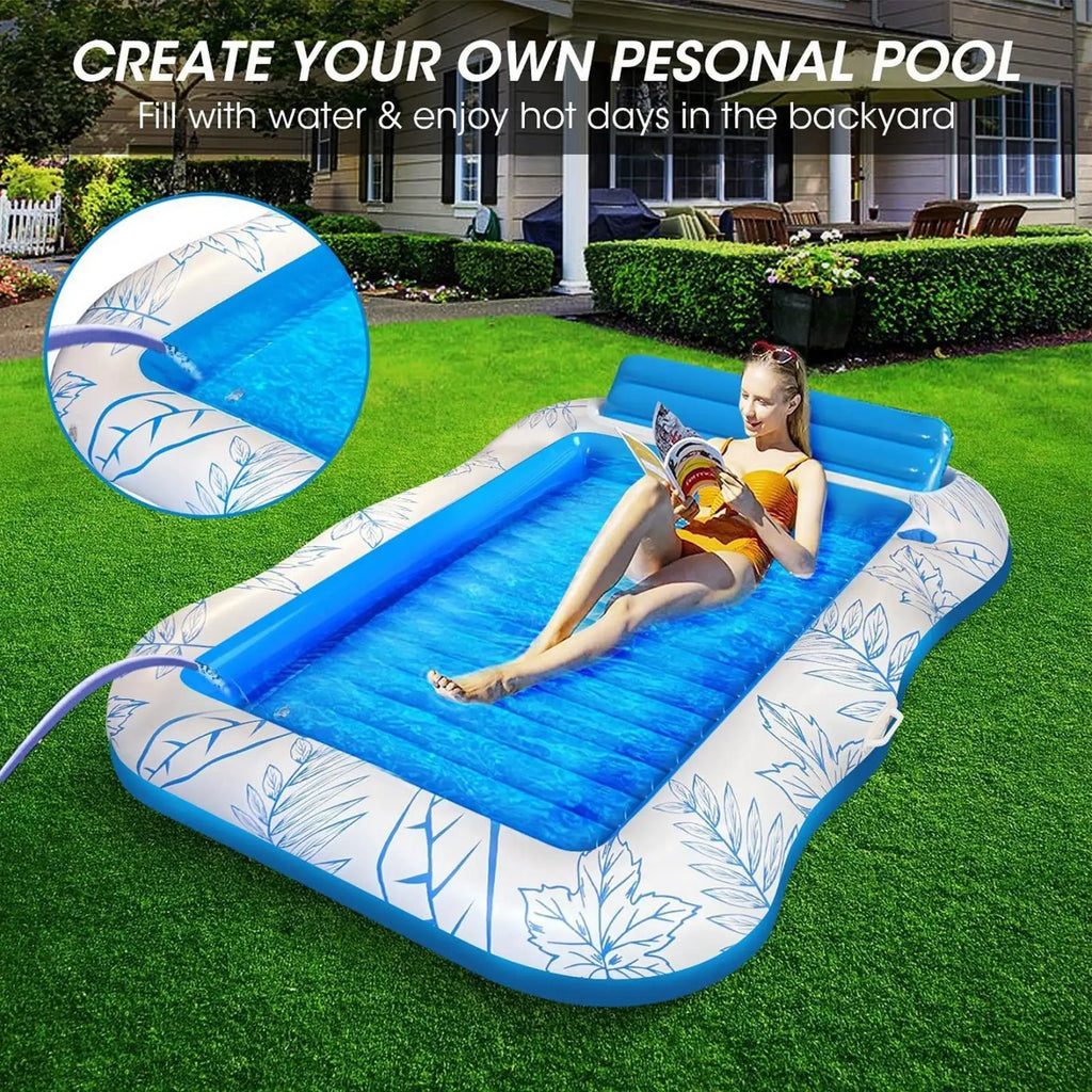 Inflatable Tropical Pool Float Raft with Headrest & Cup Holder Inflatable Pool Float Babs