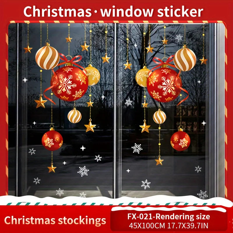Christmas Window Stickers – Balls, Stars & Snowflakes | 2 Sheets Holiday Window Stickers Babs