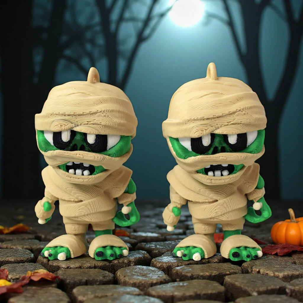 3D Printed Mummy Figurine – Halloween Keychain & Desk Decor Halloween Figurine Ornament Babs