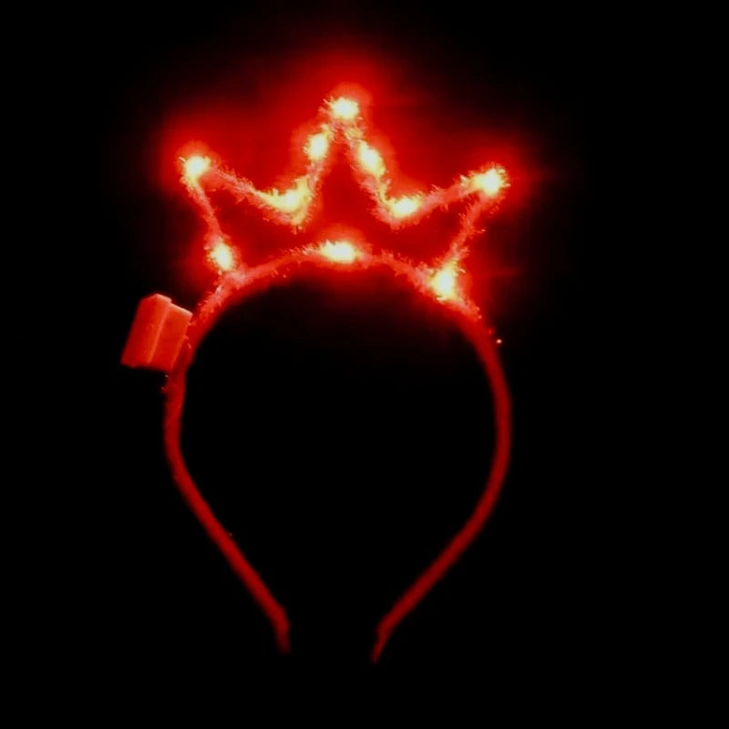 12pcs LED Light-Up Crown Queen Headbands for Parties LED Party Headband Babs mix colors