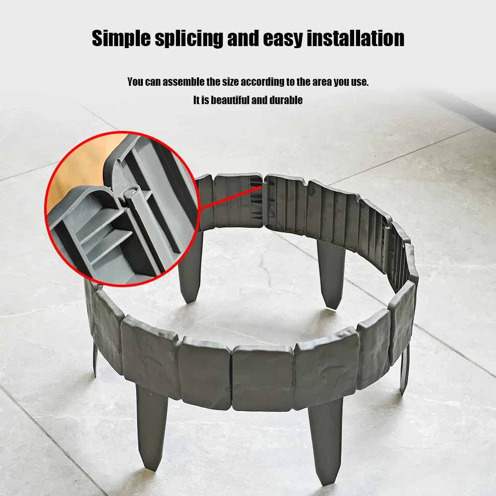 No-Dig Garden Edging Borders – Imitation Stone Lawn Fence 10/20Pcs Garden Edging Borders Babs