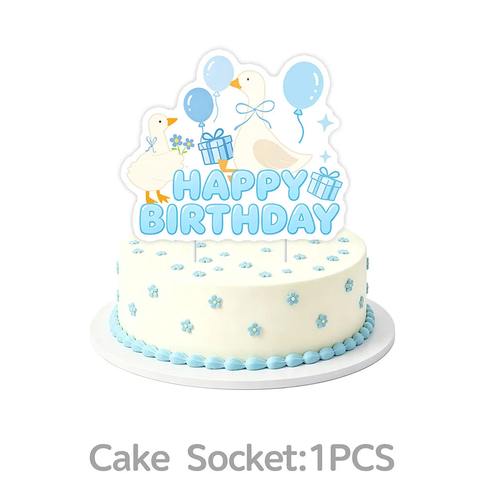 Blue Goose Party Supplies – Balloons, Banner & Cake Topper Party Decoration Set Babs light green