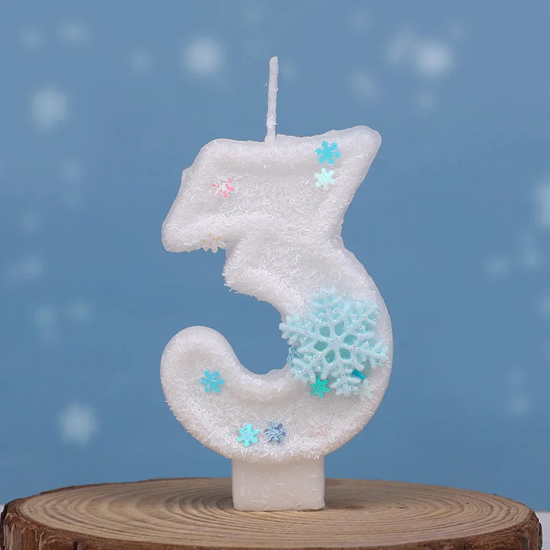 Glitter Snowflake Number Candles 0-9 Birthday Cake Topper Birthday Cake Candles Babs