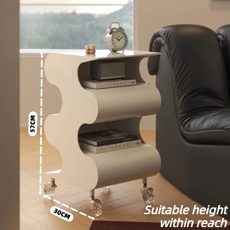 Movable Coffee Table with Storage & Rollers – Modern Side Table Rolling Side Table Babs