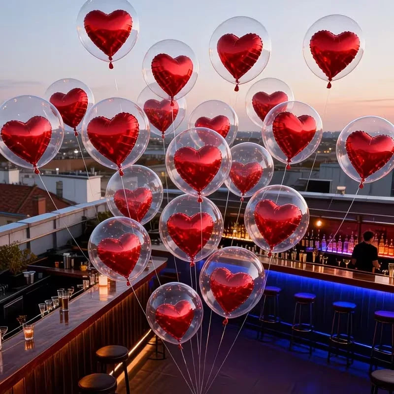 10pcs Transparent Bobo & Heart Balloons for Parties & Weddings Party Balloons Babs