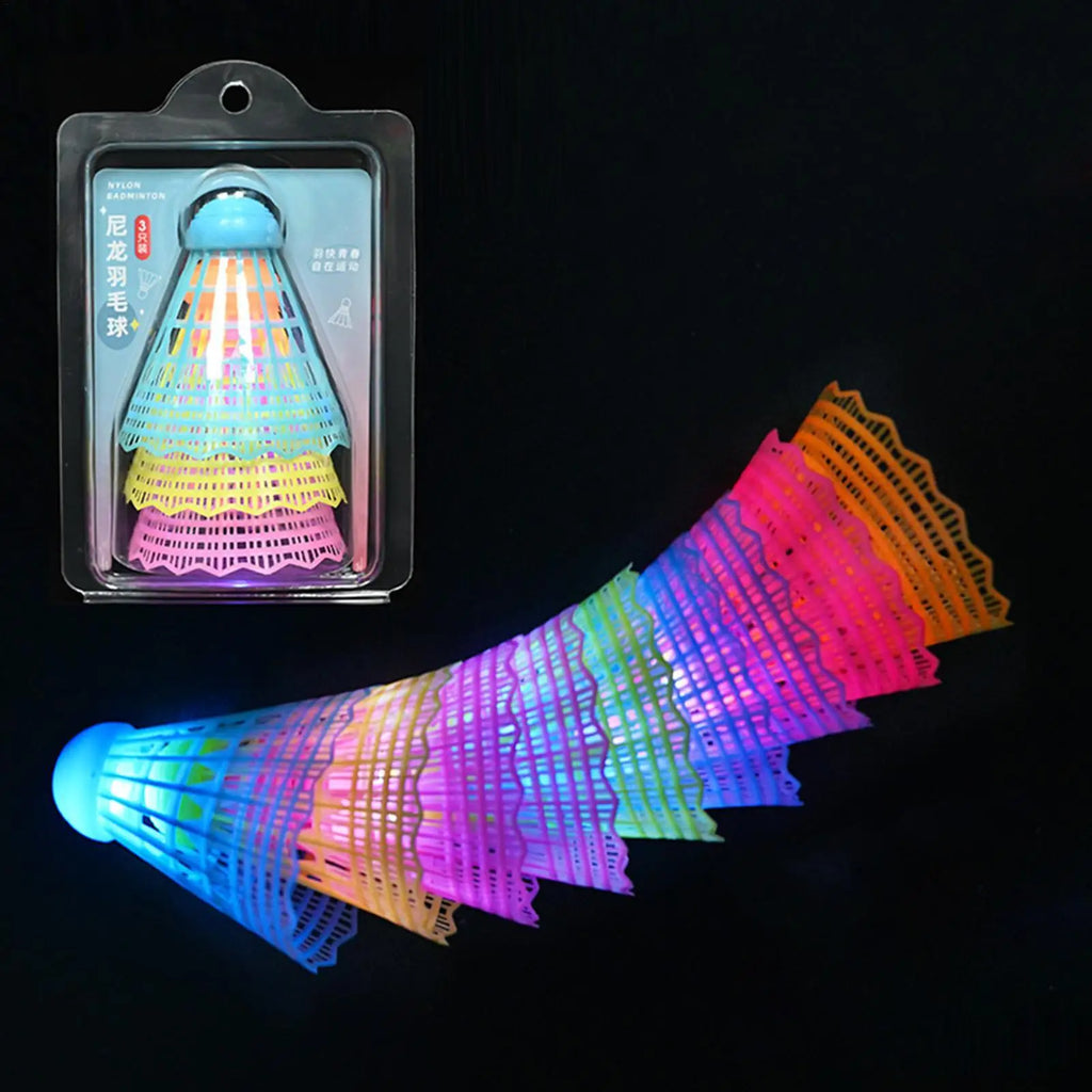 3-Pack LED Badminton Shuttlecocks – Glow Night Play Nylon LED Badminton Shuttlecock Babs