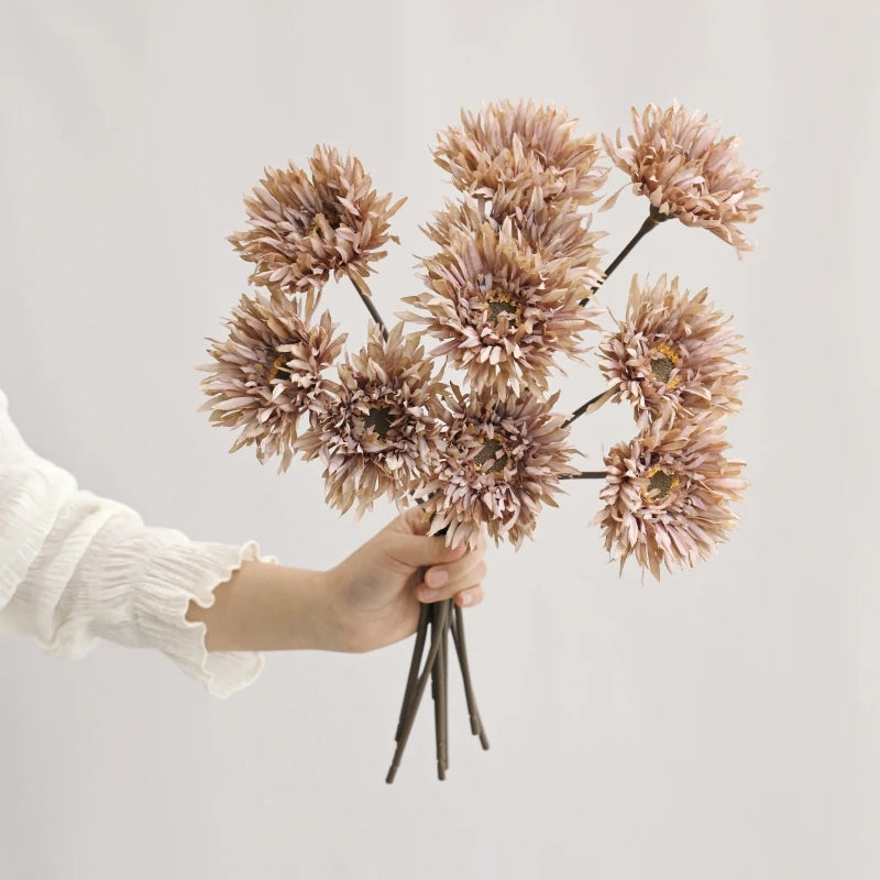 Artificial Silk Gerbera Flower Bouquet – Wedding & Home Decor Artificial Flower Bouquet Babs Dark Khaki 1 PC