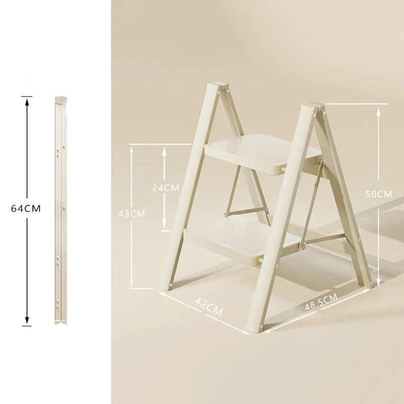 Portable Folding Ladder – Heavy-Duty, 150kg+ Capacity Folding Ladder Babs 2 Layer White
