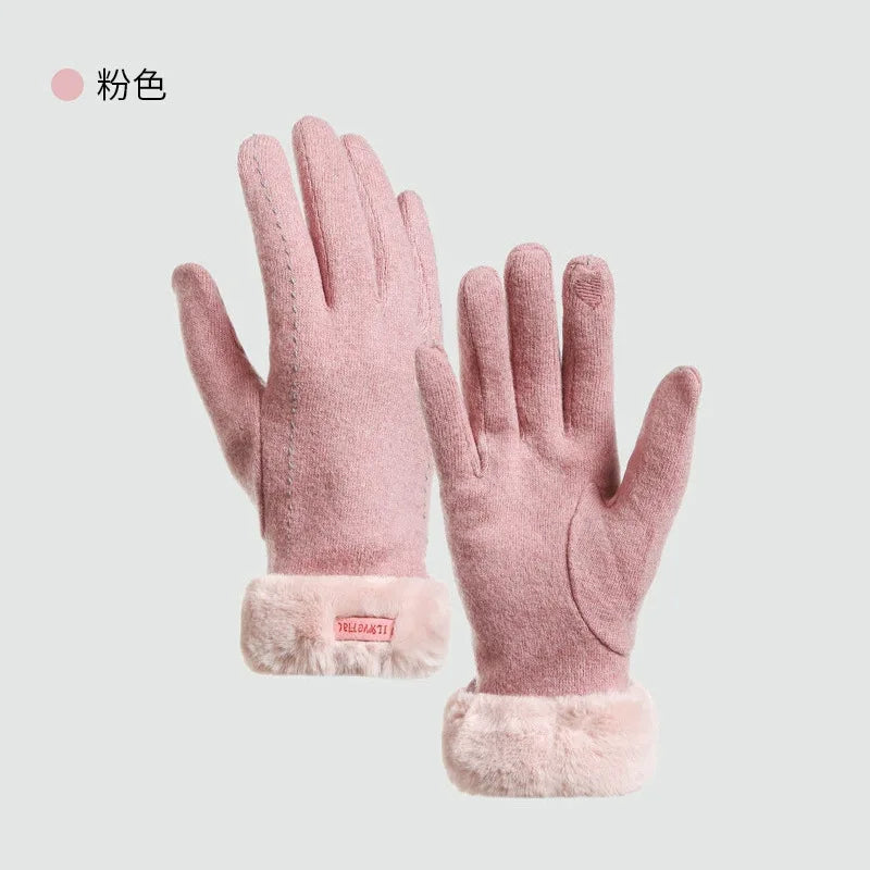 Women's Winter Thermal Touchscreen Gloves – Cashmere Lined Thermal Cycling Gloves Babs Pink