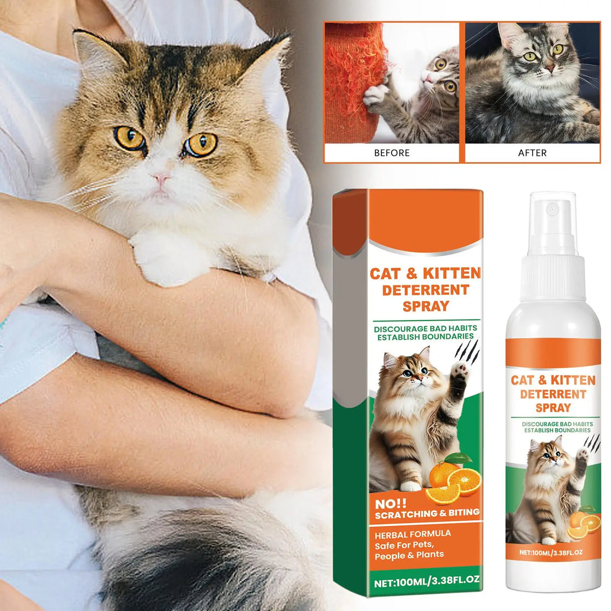 Pet Anti-Scratch Spray – Cat Furniture Protector 100ml Cat Training Spray Babs