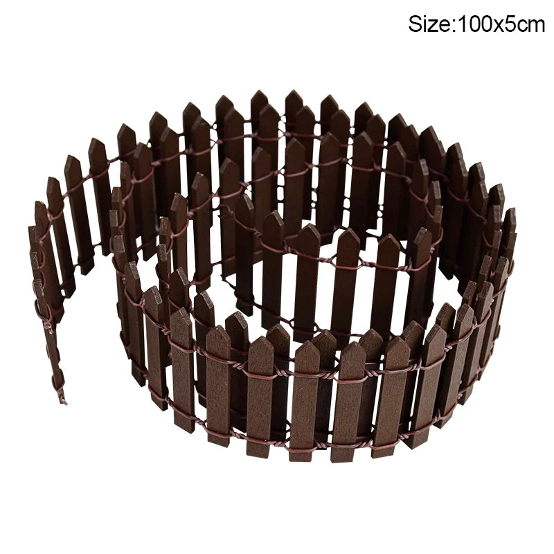 Mini Wooden Fence for Fairy Garden, Dollhouse & DIY Crafts Miniature Wooden Fence Babs 100x5cm-brown
