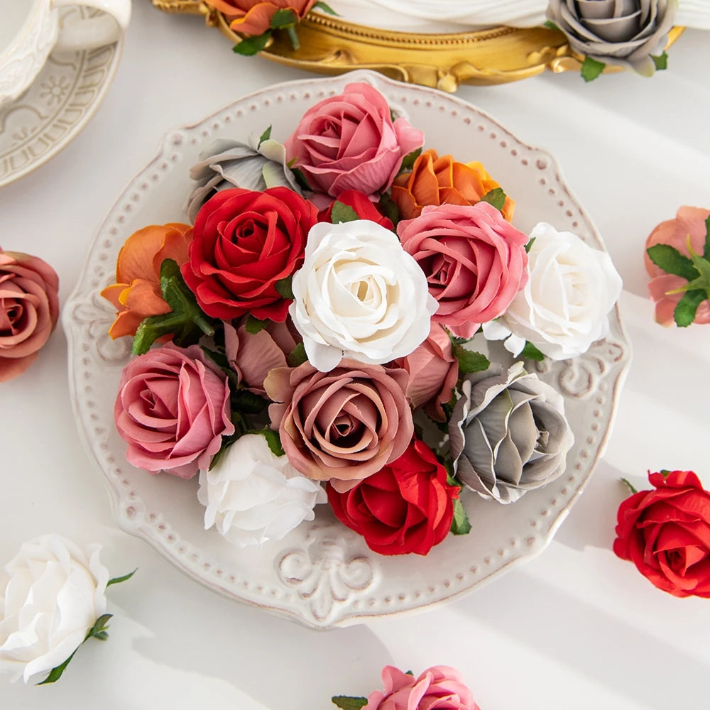 10 Silk Rose Artificial Flowers for Wedding & Home Decor Artificial Silk Flowers Babs